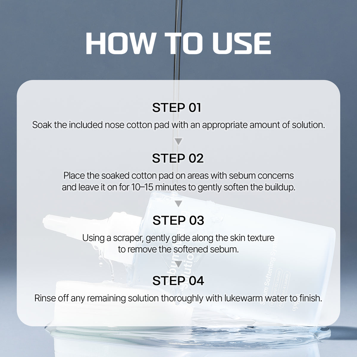 Sebum Melting Solution 240ml + Cotton Pads 50ea + Scraper
